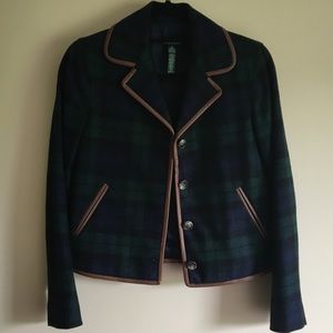 Sz 2 Lauren Ralph Lauren Plaid Wool Blazer